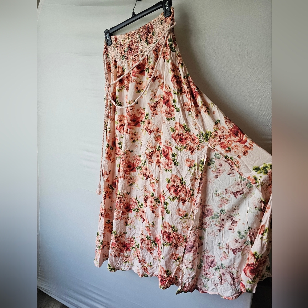 Forever 21 Floral Maxi Skirt (NWT), Size M, with Rope Belt and Side Slits - Picture 6 of 16